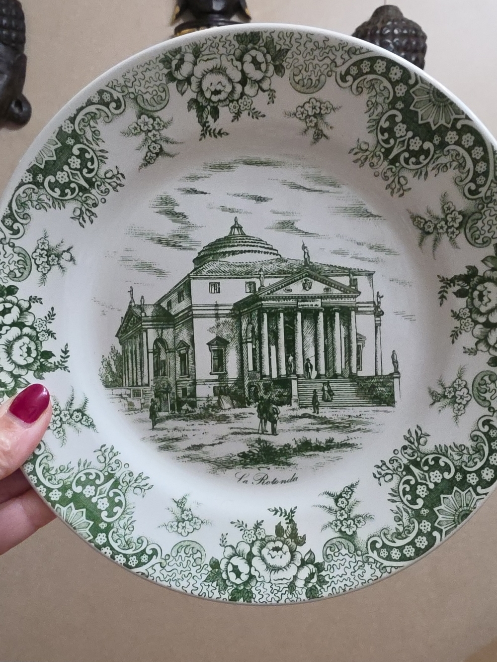 Vtg 1960 Green Transferware Decorative Plate By FONTEBASSO Italy